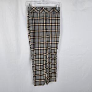 H&M Pants Women's 2 Tan Gray Plaid Ankle Tweed NWT